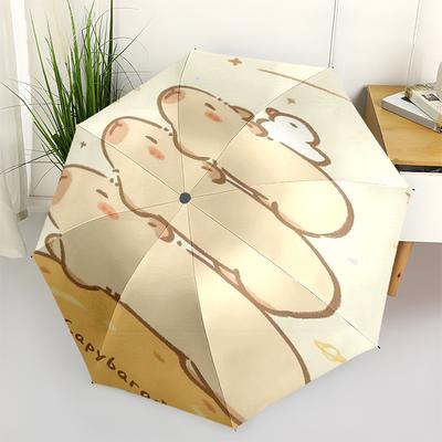 Reiseregenschirm mit Capybara-Motiv - 8 Rippen, Automatisches Öffnen und Schließen, Tragbares faltbares Design, Kompakter und stilvoller Schirm für unterwegs