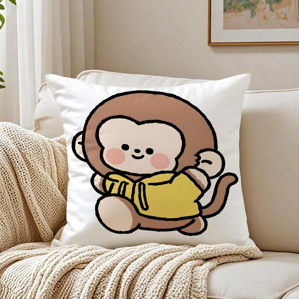 Small Animal Cartoon Happy Sports Cushion Cover Pillowcase Antidustmite Living Room Sofa Decor Cushion Room