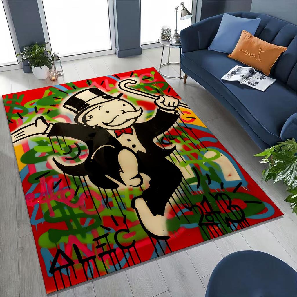 Rich Cartoon Monopoly Dollar Game Money Rug for Bedroom Living Room Sofa Home Doormat Decor,Large Kids Play Non-slip Floor Mat
