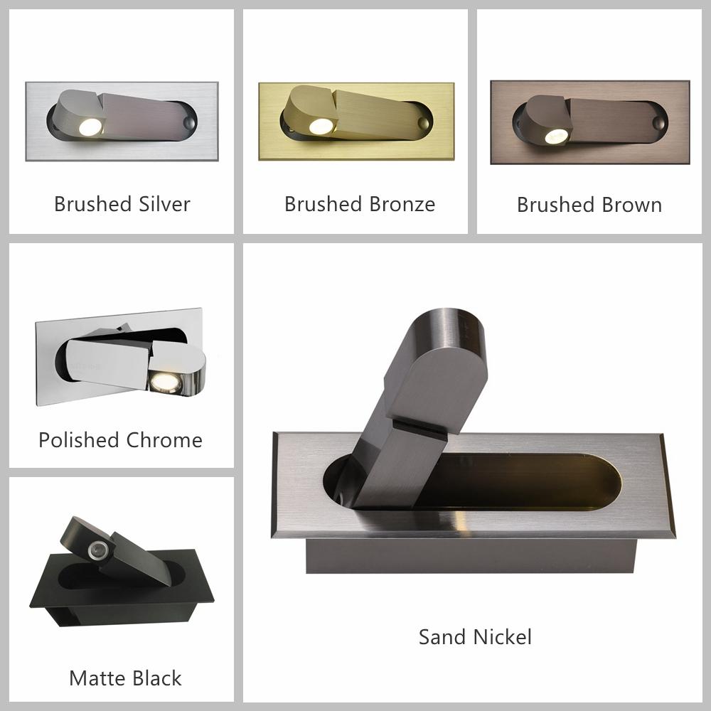 3W Embedded LED Wall Lamp 350 Degree Rotation Adjustable Angle Bedroom Bedside Reading Light Recessed Foldable Home Decor Sconce