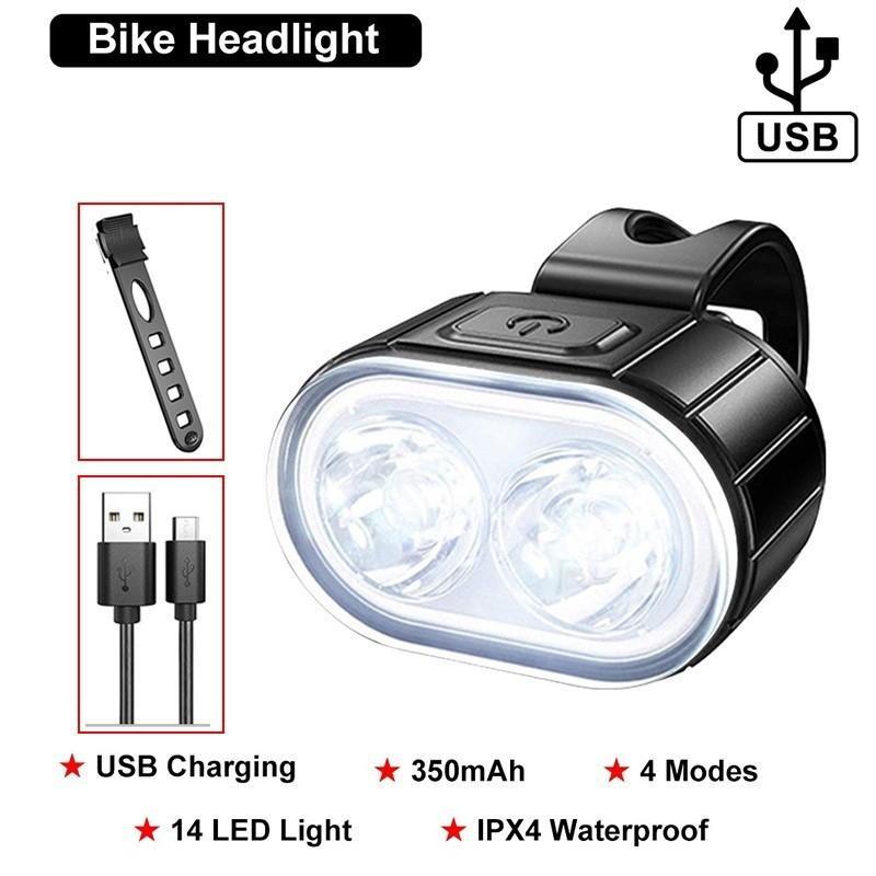 Bike Lights Waterproof Led Front Rear Light Led Usb Rechargeable Headlight Taillight Set Bright Flashlight Safety Cycling Lights Headlight