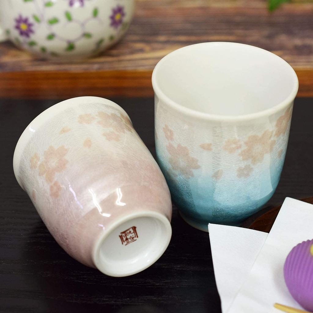 Teacup Pair Stylish Kutani Ware Couple Teacup Ginsai Sakura Teacup Ceramic Brand Japanese Tableware Made in Japan