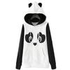 Women Panda Print Long Sleeve Heaps Collar Hoodies Hooded Pullover Sweatshirt