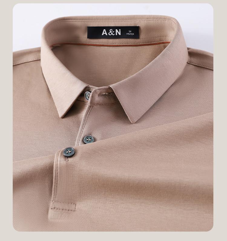 100% Horse Cotton Business and Leisure Men's Solid Color Polo Shirt Men's Long Sleeve T-shirt
