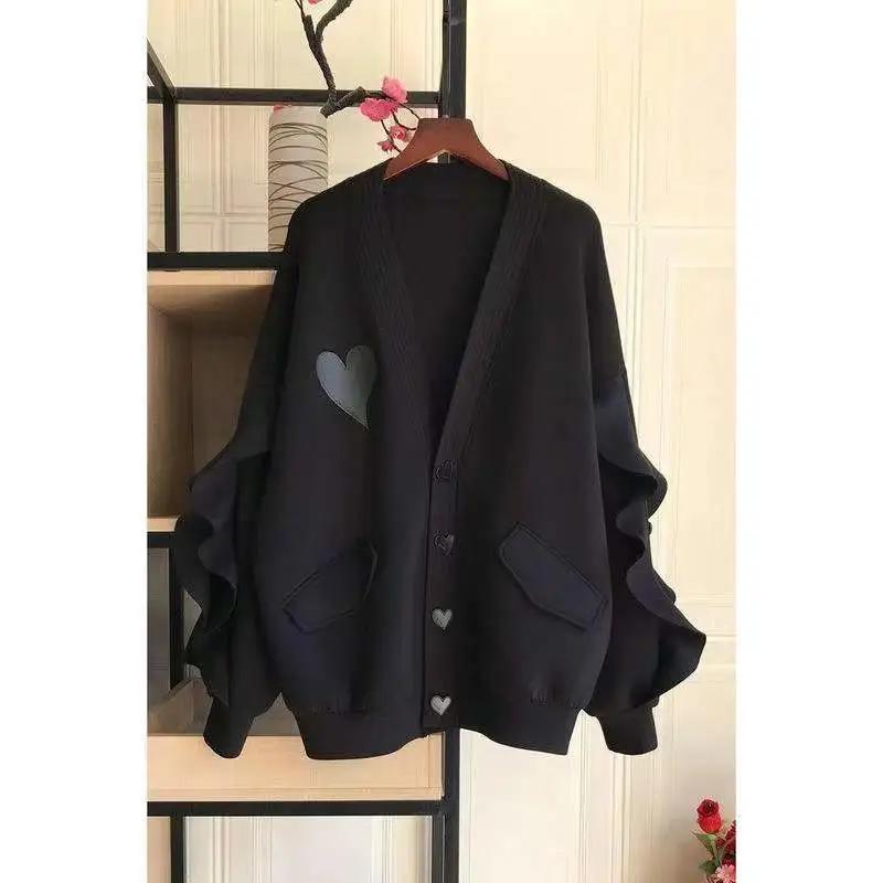 Spring Jacket Women Heart-shaped Coat Long Sleeve Button Jacket Coat Ladies Tops