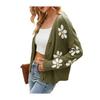 V Neck Floral Pattern Knitwear Cardigan Women Long Sleeve Button Placket Knitting Coat Sweater Jacket