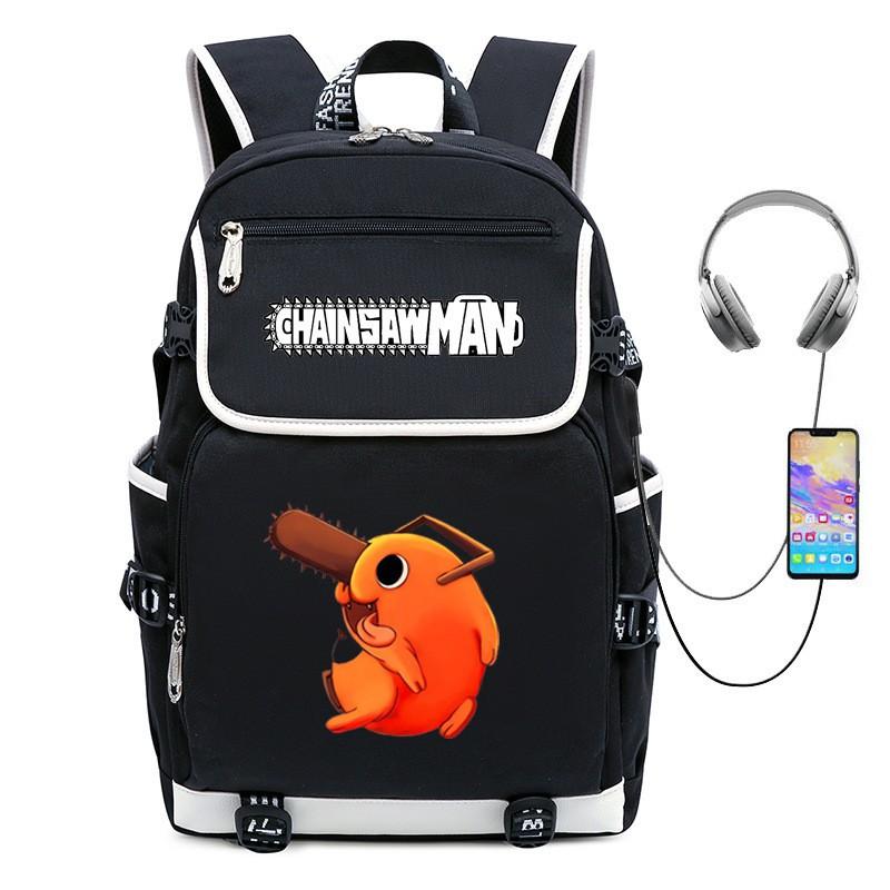 Chainsaw Man Anime Cosplay Backpack School Travel Laptop 14 Inch Oxford Fabric Streetwear Unisex Bag 20-35L
