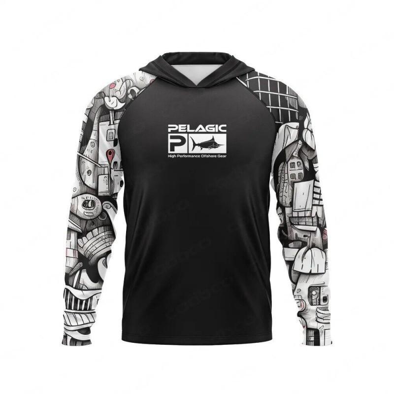 Abbigliamento da Pesca Oceanica Protezione Solare Manica Lunga Protezione UV con Cappuccio UPF50+