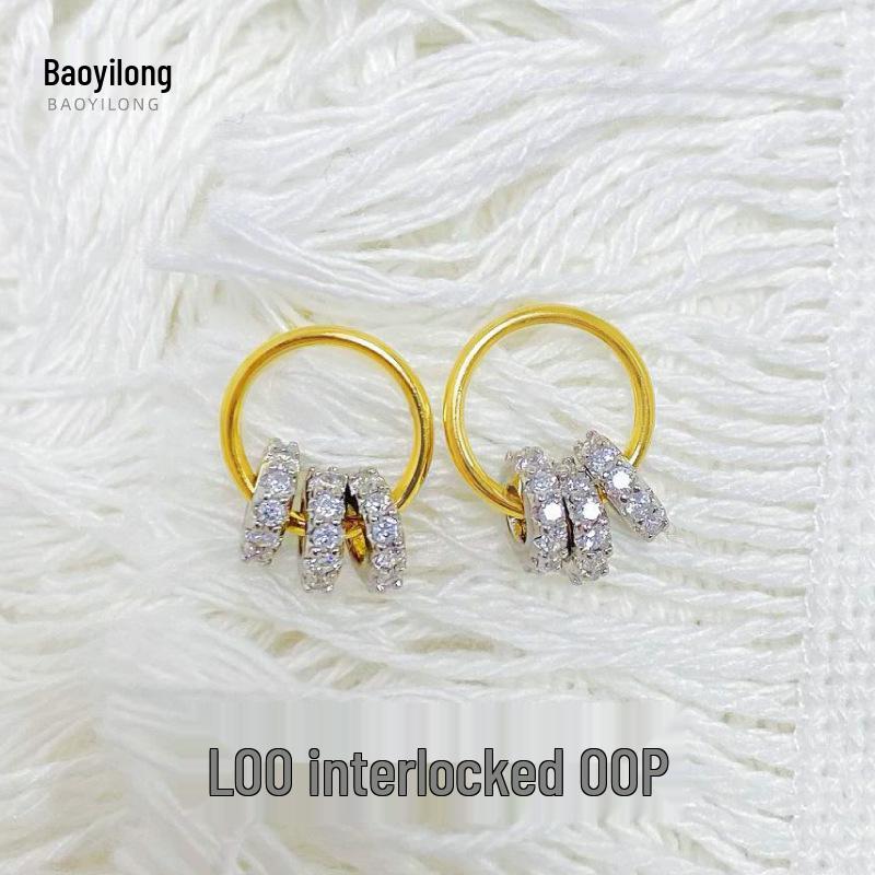 Bao Yi Long S925 Silver Interlocking Hoop Earrings - Elegant Women's Luxury Design