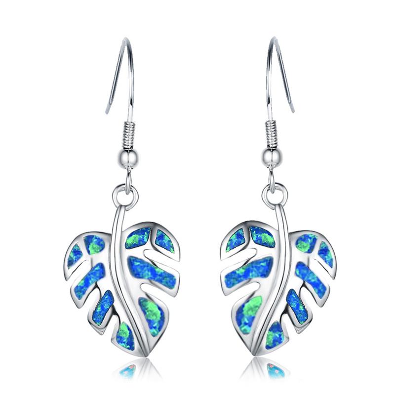 Boho Fashion Rainbow Leaf Drop Earrings For Women Coforful Fire Opal Pendientes Dangle Earrings Wedding Engagement Party Jewelry