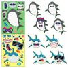 6 Stück/Packung Hai-Gesichts-Tausch-Puzzle-Aufkleber, DIY-Persönlichkeitsaufkleber, Meereslebewesen-Aufkleber