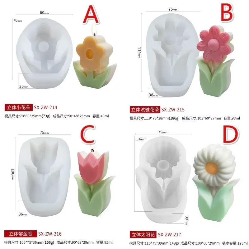 Forma silikonowa 3D mały kwiat w stylu ins DIY stojak na świecę do aromaterapii rozpraszający kamień zapachowy forma tulipana do pieczenia forma do czekolady