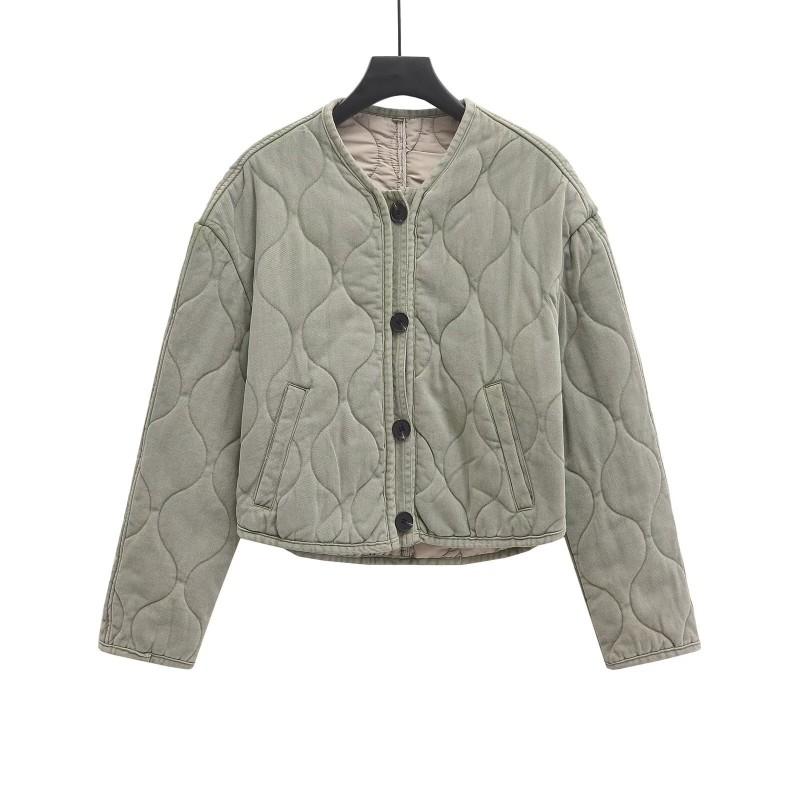 Womens Oversized V-Neck Cotton Blend Coat With Front Pockets Single-Breasted Long Sleeve Fall Winter Outerwear