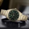 Armani Exchange AE Armbanduhr Quarzwerk Edelstahlarmband Grünes Zifferblatt Damenuhr AX5661