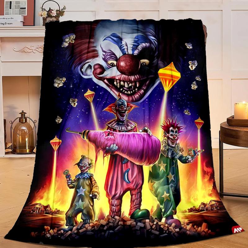 1PC Clown Horror Flannel Blanket Gift, Suitable for Both Men And Women, Soft Ideal for Beds And Sofa, Birthday Or Christmas Gift