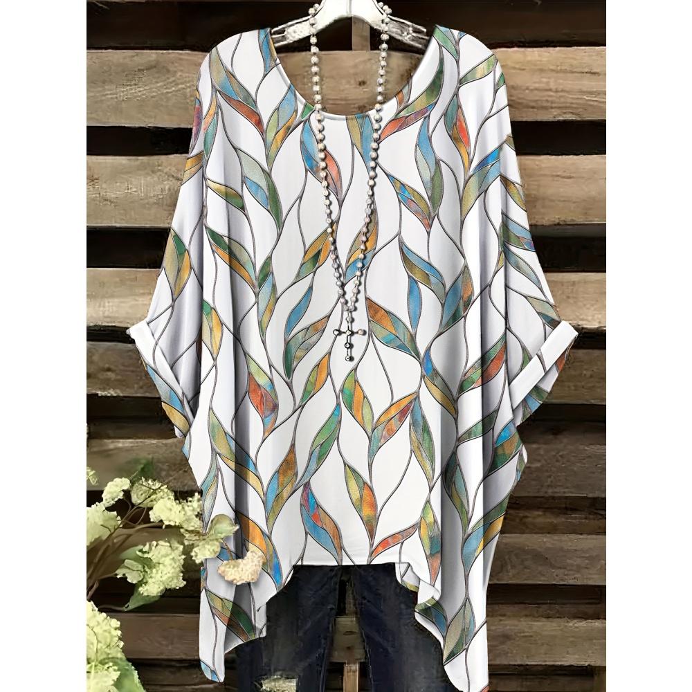 

Женские футболки с богемным цветочным принтом, черные, разноцветные, в стиле ретро, с графикой на всю фигуру, футболки Y2k, летние асимметричные топы с круглым вырезом из конопли 5XL