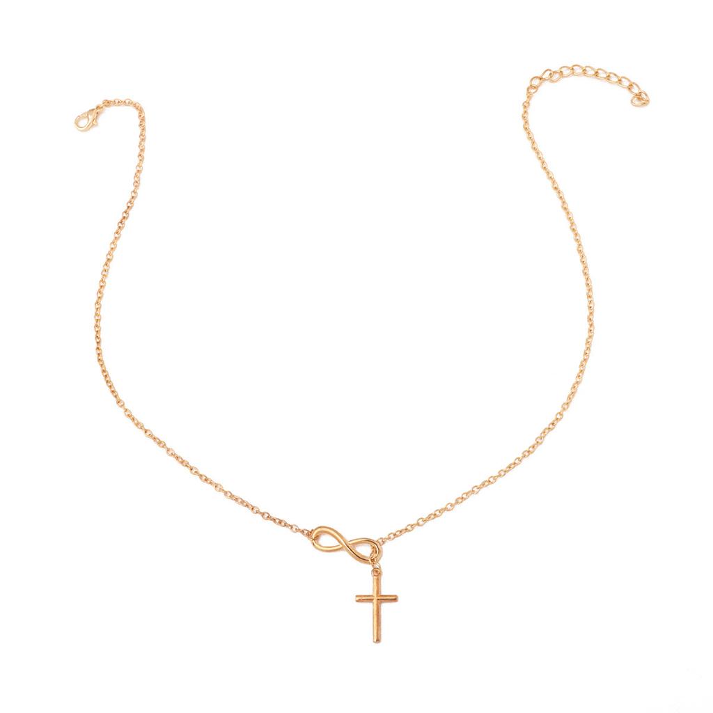 European and American Cross 8-character Sweater Chain Jewelry Girls Popular Necklace Popular Short Neck Chain Jewelry