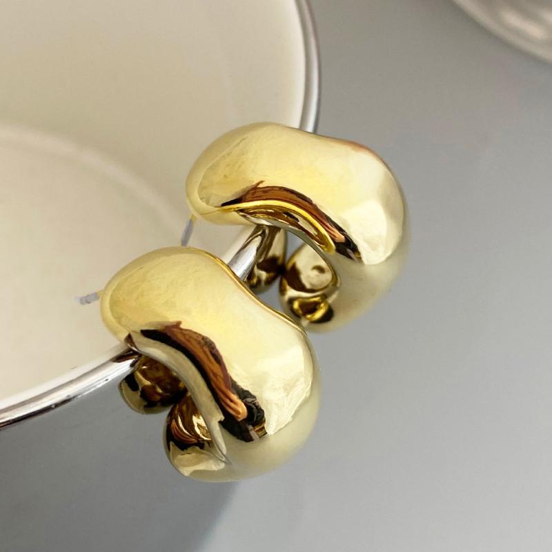 Irregular C-shaped Geometry Golden Stud Earrings for Women Girl Korean Love Aesthetic Daily Life Minimalist Jewelry