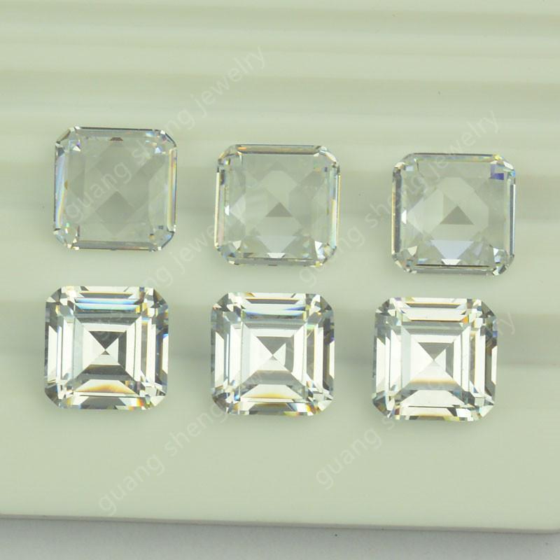 White Pagoda-Shaped Moissanite Gemstone, Beveled Square Loose Stone 0.15ct 3x3mm