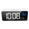 Mirror LED Alarm Clock Two Sets of Alarm Rechargeable Voice Activated Digital Clock for Bedrooms Bedside Desk White