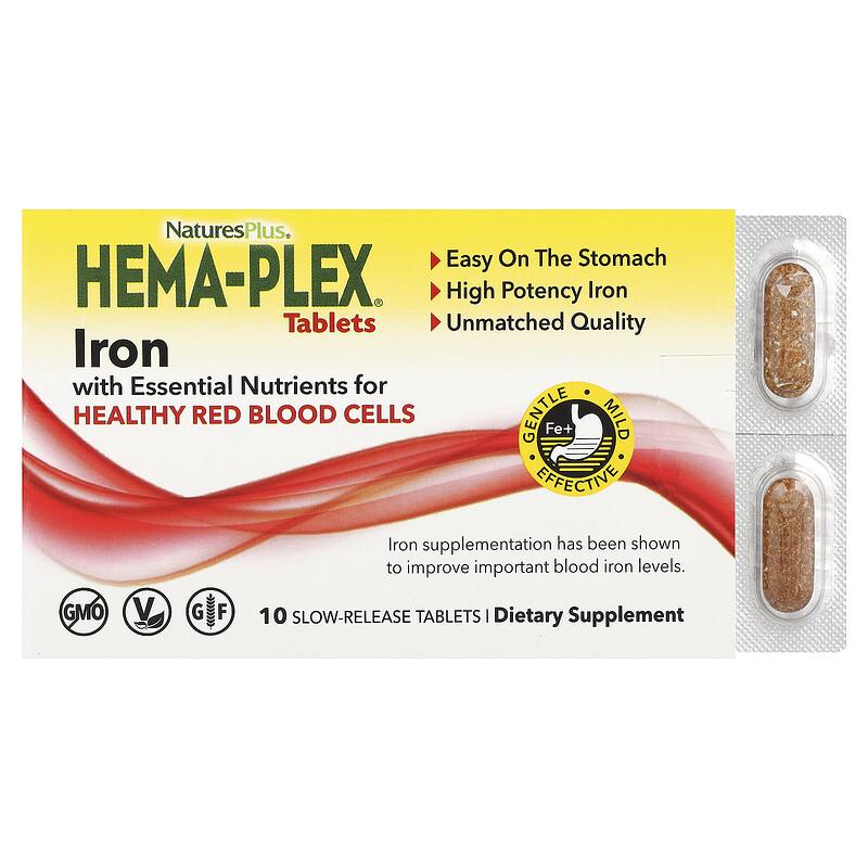 Hema-Plex®, Iron with Essential Nutrients for Healthy Red Blood Cells , 10 Slow Release Tablets