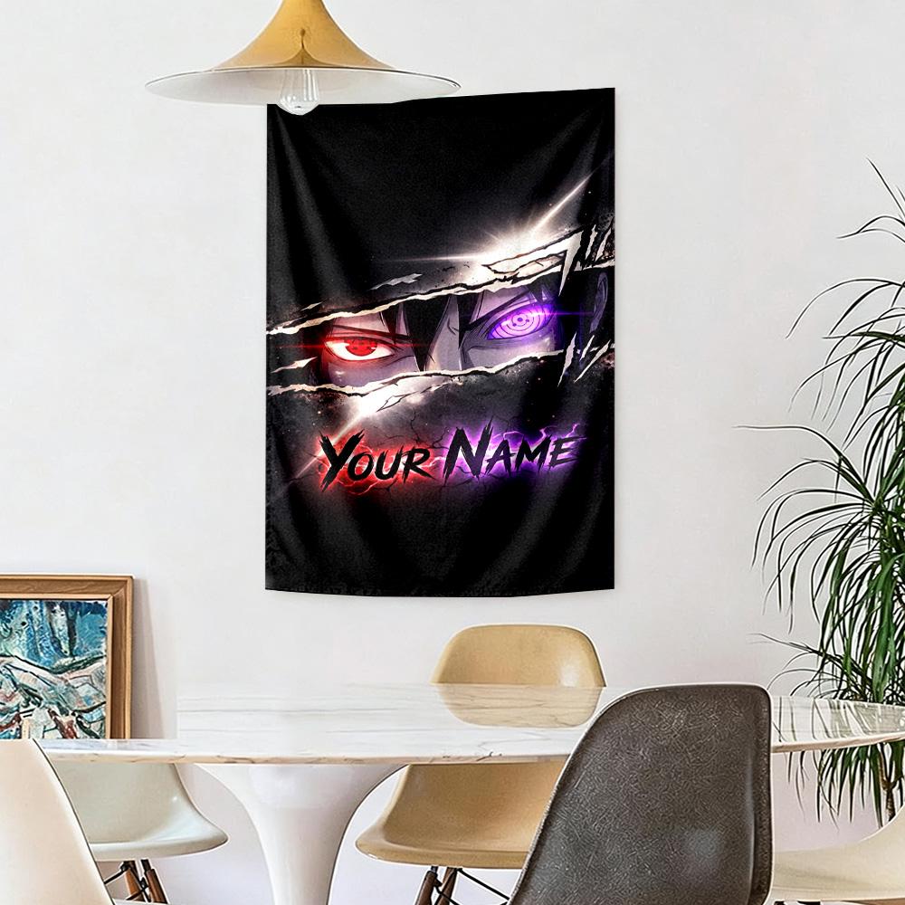 Naruto Character Customize Your Name Tapestry Customizable Wall Tapestry Smooth Polyester Suitable for Studio Apartment Multi-purpose for All Occasion