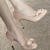 Fashion New High Heels 2025 Women's Bow Side Empty Stiletto Single