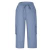 Women Cropped Pants Elastic Waist Adjustable Drawstring Hiking Cargo Pants with Multi