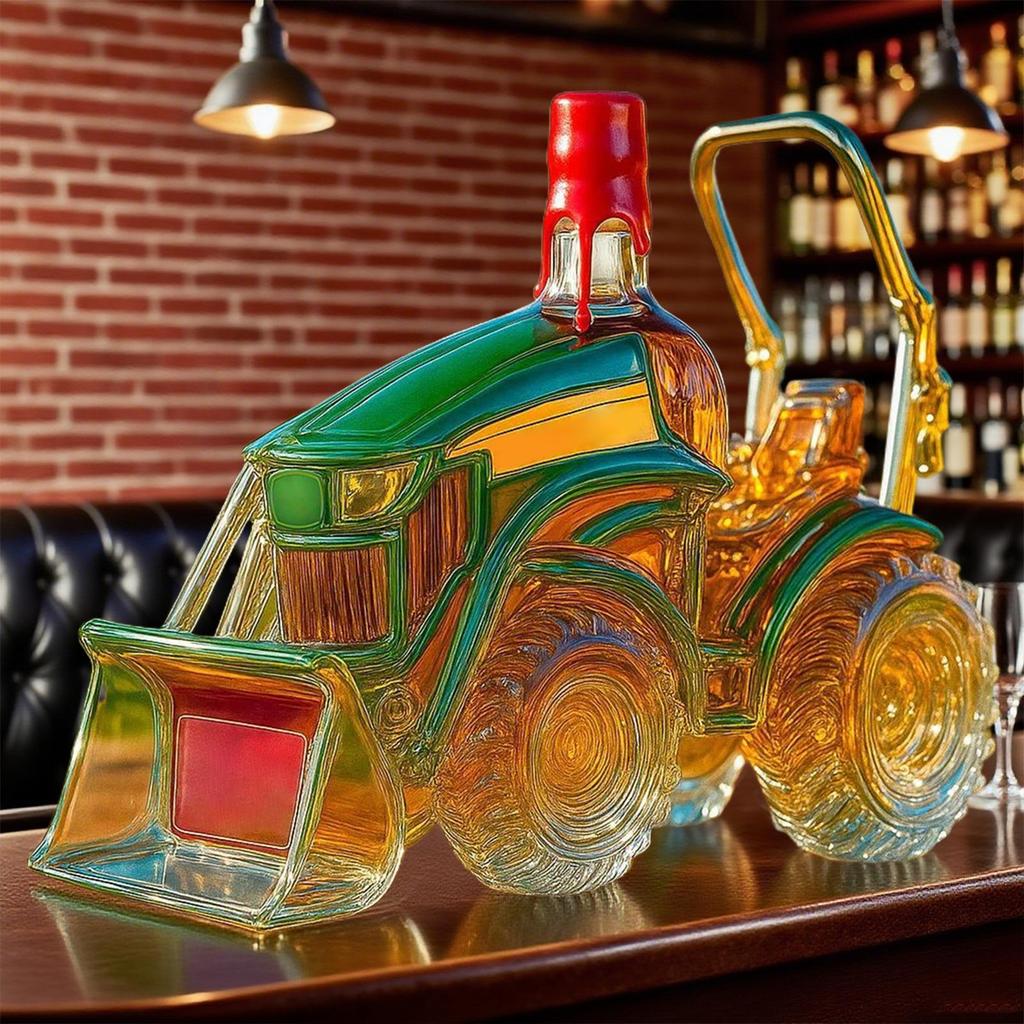300ML 3D Tractor Decanter Tractor Shaped Whiskey Wine Bottle Glass Storage Ornament Decanter Decoration For Men Bar Cabinet