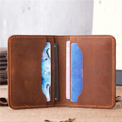Retro High Quality Real Leather Credit Card Holder Mens Wallet Handmade Short Ultra Thin Slim Drivers License ID Card Cases Multiple Slots