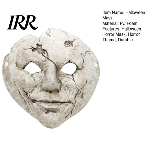 Masque d'Horreur Style Rétro Ancien Masque de Visage Fissuré pour Halloween, Mousse Respirante Légère Trous pour les Yeux Sinistres avec Sangle Réglable Accessoires Effrayants, pour