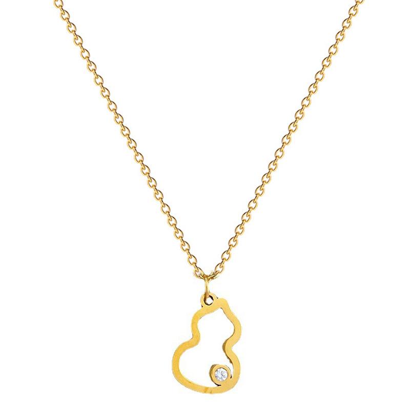 Titanium Steel With Drill Gourd Personality Minimalist Furnace Real Gold Necklace Female Collarbone Chain