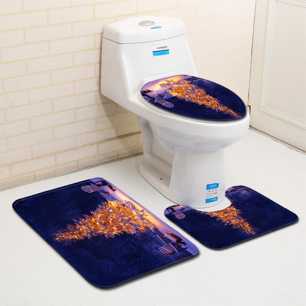 Christmas Bathroom Floor Mat Toilet Three-Piece Set