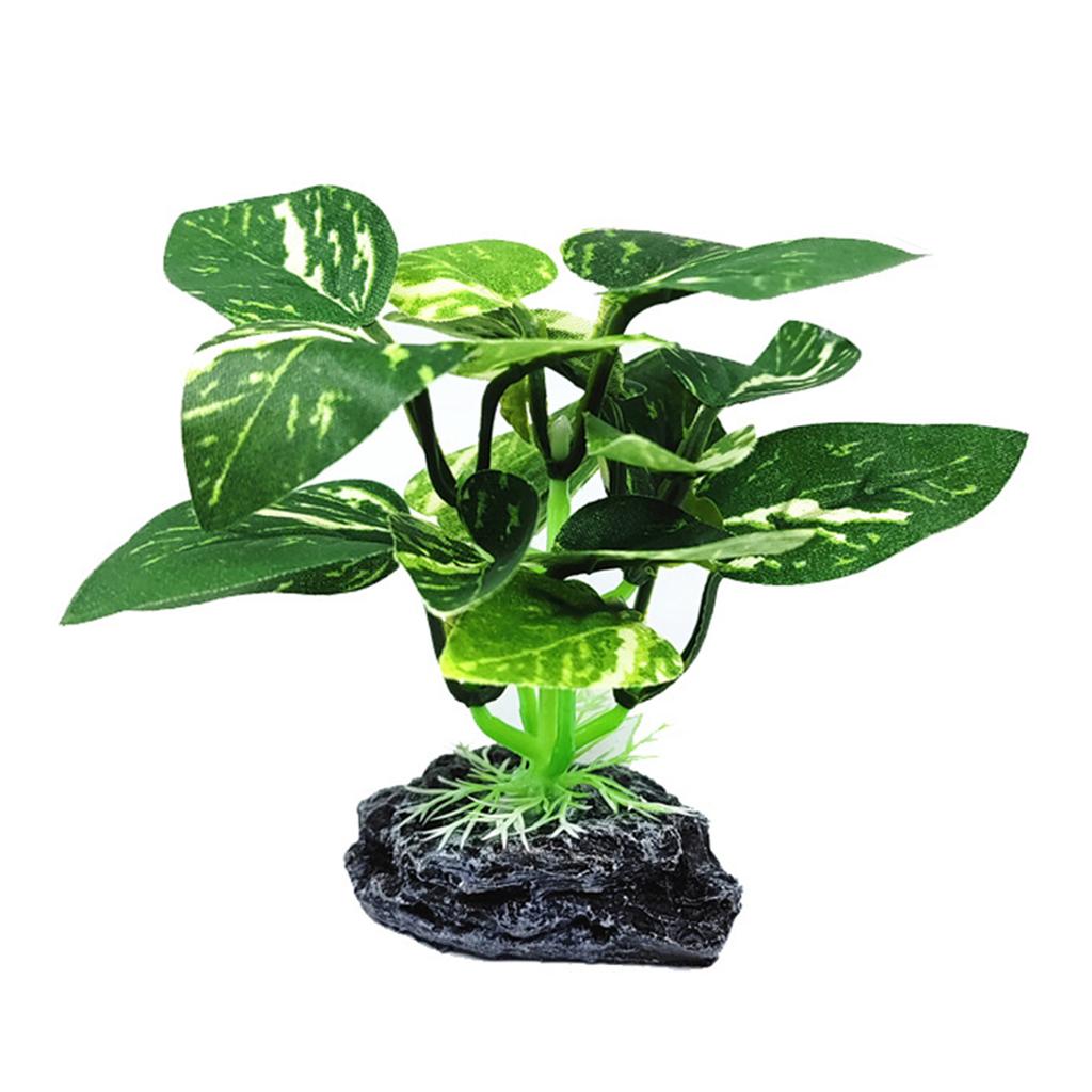 Simulated Reptile Plants For Terrarium Decor, Realistic Artificial Water Plants With Base Amphibian Habitat Decoration, Snake Tortoise Tank Accessorie