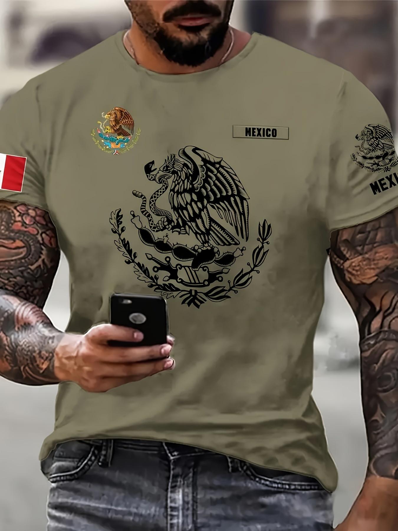 

Mexican Style 3D Printed Animal Pattern Men s Round Neck Short Sleeve T-Shirt, Summer Outdoor Sports Casual Breathable Top S