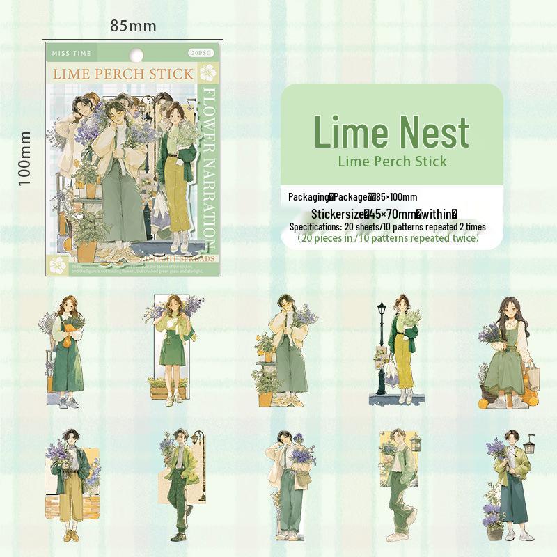 Huaxu Xiaoyu Series Sticker Pack: Retro Character Themes for Journals, 20 Sheets, 6 Styles