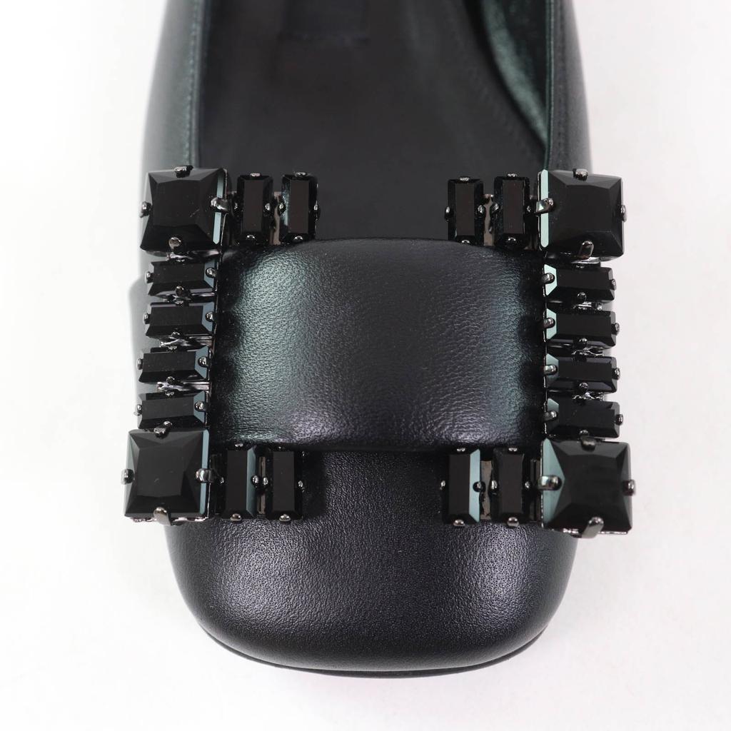 Pristine Sergio Rossi Pumps SR PRINCE Jeweled Square Toe Leather Black Leather  Used