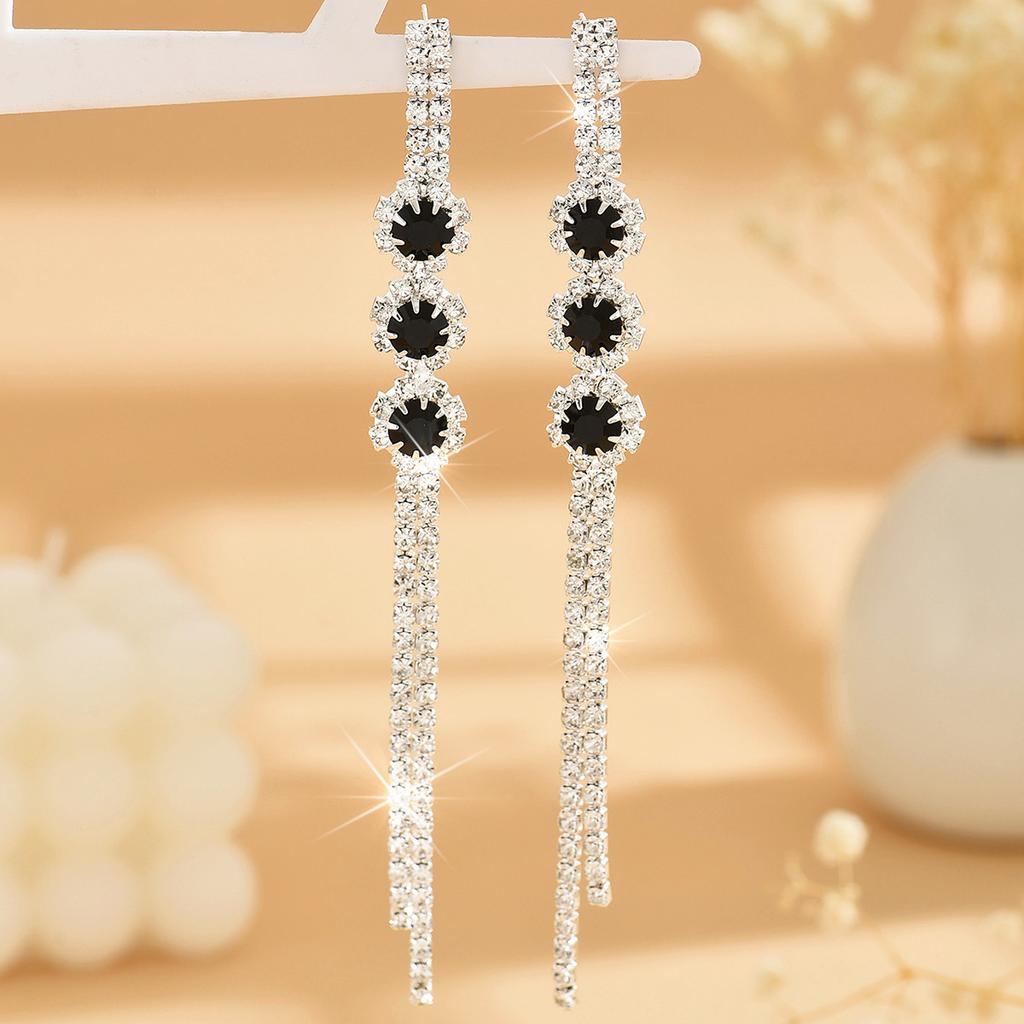 Diamond Claw Chain Long Fringed Earrings Fashionable High-End Stud Earrings Niche Temperament Elegant Earrings Women