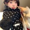 Japanese Soft Waxy Coffee Color Polka Dot Double-layer Hanging Ball Knitted Scarf Women's Autumn and Winter Warm Atmosphere Korean Versatile Scarf
