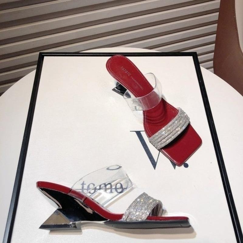 

New Style Shoes - Chunky Heels, High Heels, Women s Sandals, Slippers, Transparent 42 бордовий