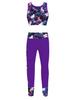 2Pcs Elastic Waistband Long Leggings Pants + Sleeveless Mesh Racer Back Tanks Tops Digital Print Gym Dancewear Outfit