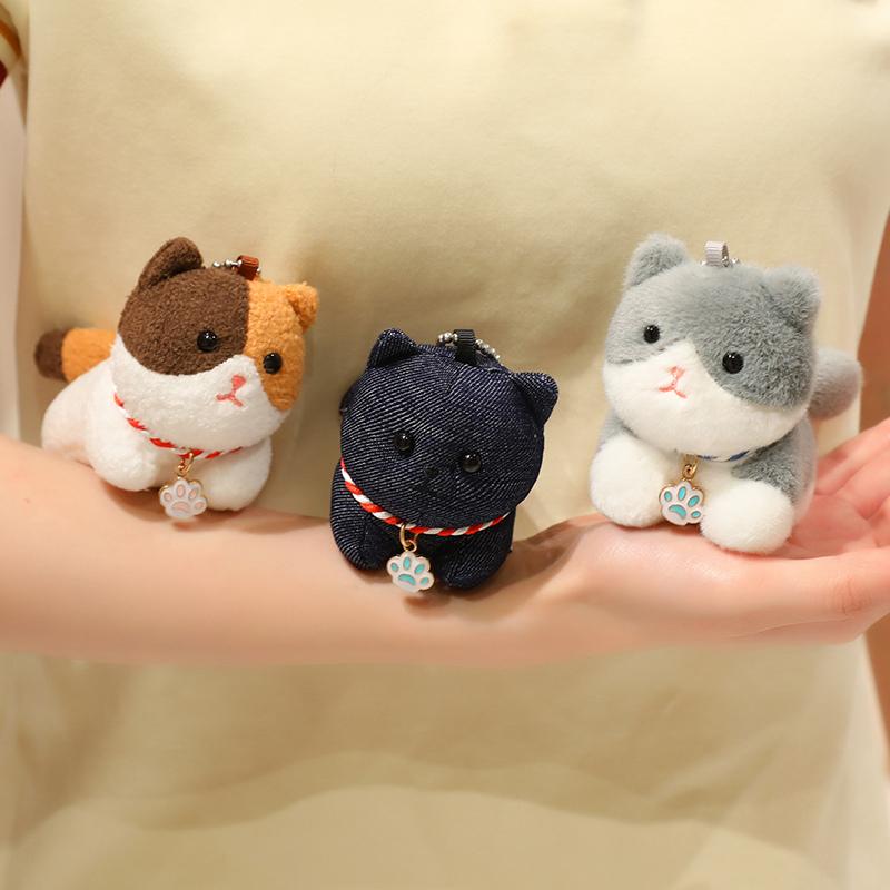 1 Stück 15 cm Mini-Kätzchen Plüschtiere Kawaii Orange Weiß Schwarze Katze Niedlicher Plüsch-Anhänger Puppe für Tasche Schlüsselanhänger Geschenk