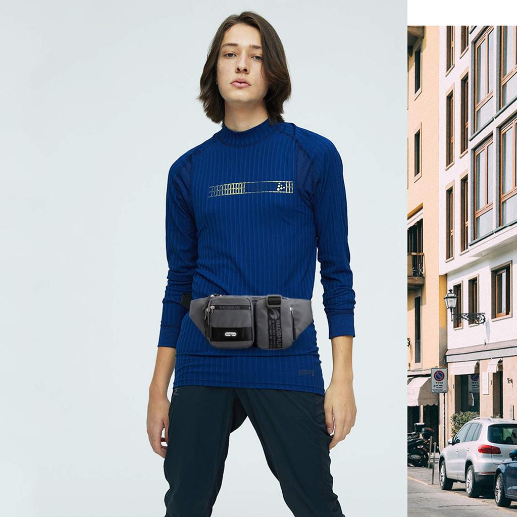 FANDARE Waist Large Outdoor Shoulder Crossbody Hip Bag for and Gray Nylon Men's Bag, Waterproof, Anti-theft, Capacity, Bag, Bag, Running, Cycling,