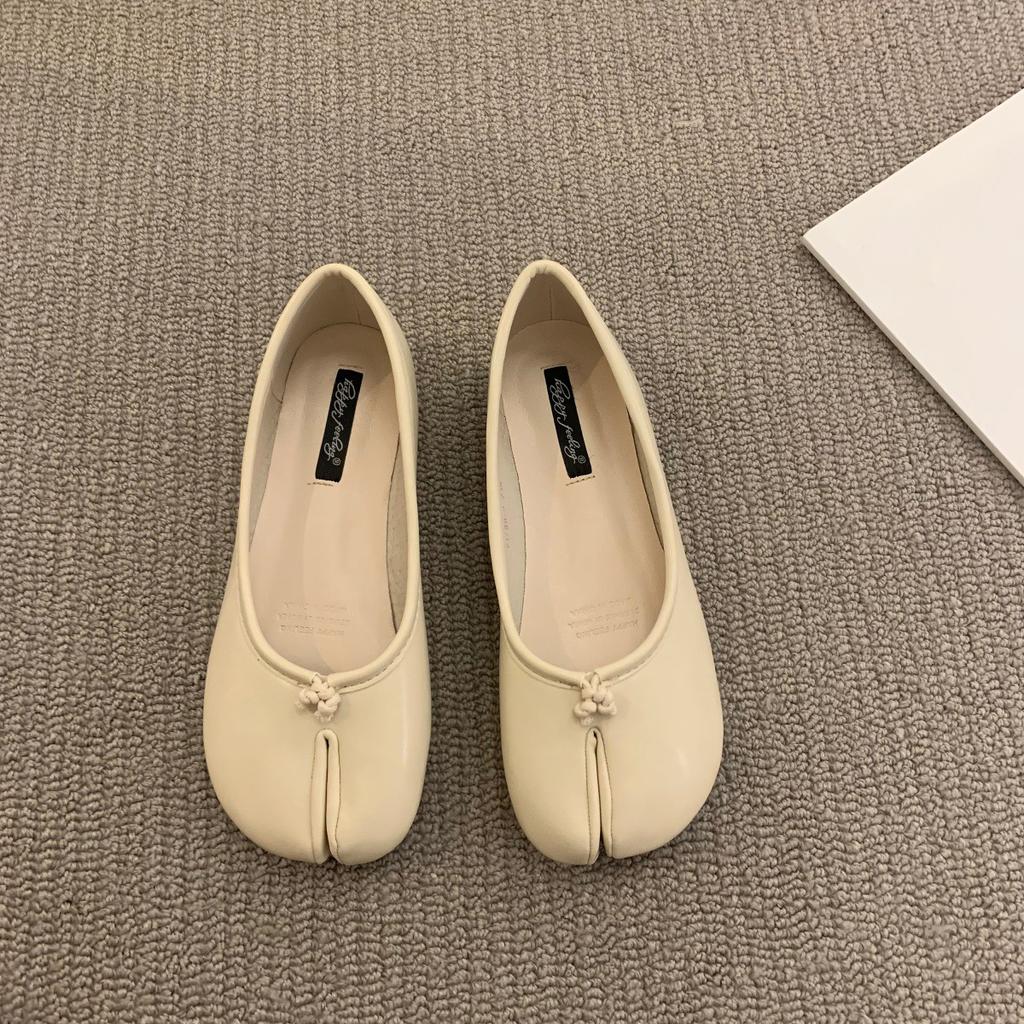 Tabis Ninja Boty Černé Puntíkované Baleríny Dělená Špička Mokasíny s Mašlí Dámské Mary Janes Baleríny Zapato Mujer