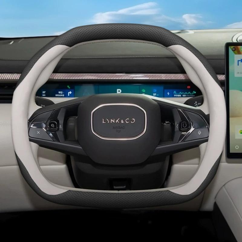 Leather Car Steering Wheel Cover for Lynk & Co Z20 900 Z10 08 EM-P 2025 2026 Interior Protective Accessories Styling Parts