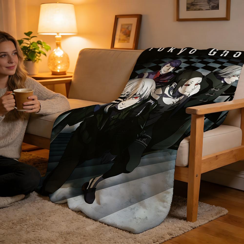 Throw High-Density Short Plush Blanket For Sofa Nap Air-Conditioned Room Soft Skin-Friendly Tokyo Ghoul