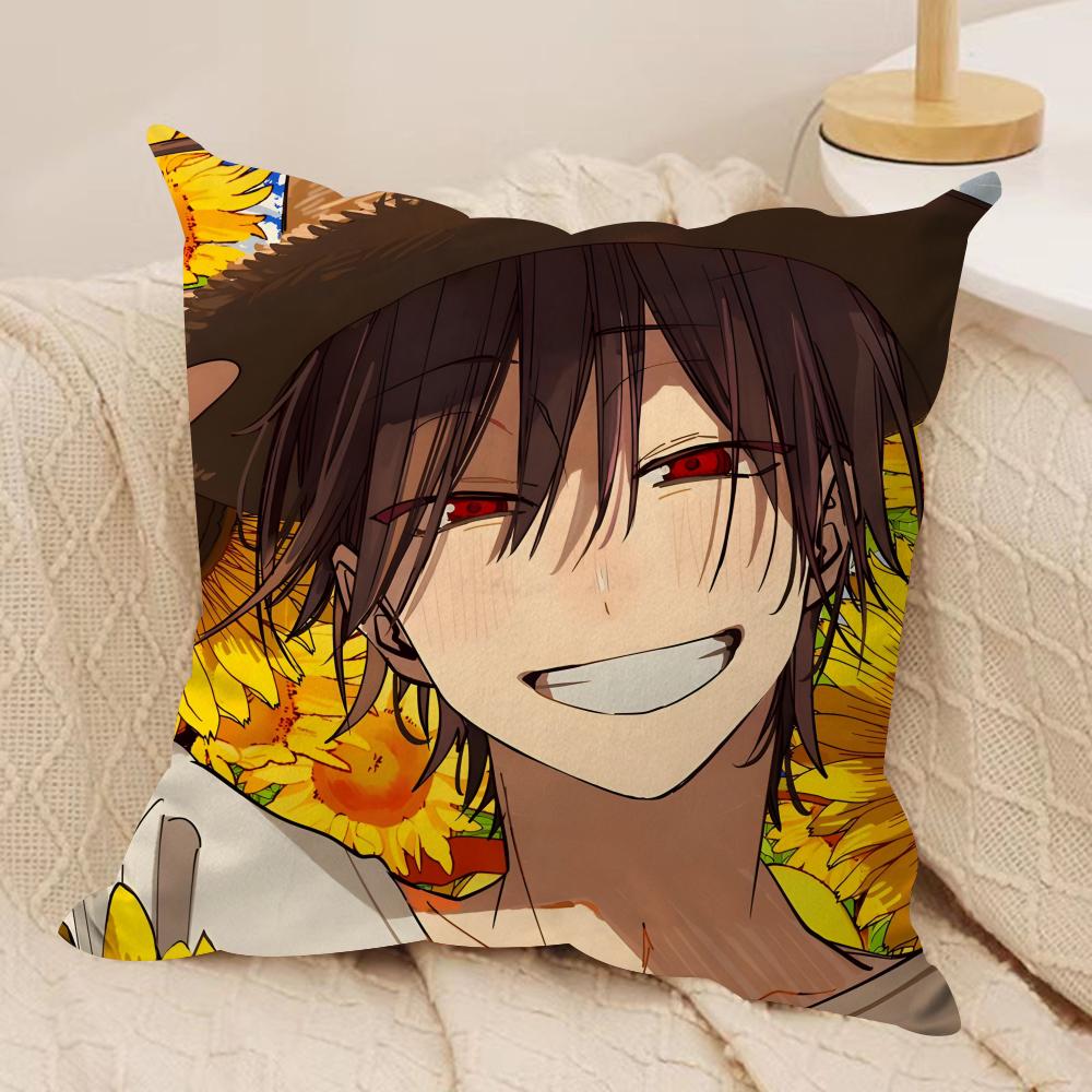 Y-YOUKAI GAKKOU NO SENSEI  Cushion Cover Silky Short Plush Sofa Pillow Cover Hidden Zipper Soft Dustproof Case for Home Decor