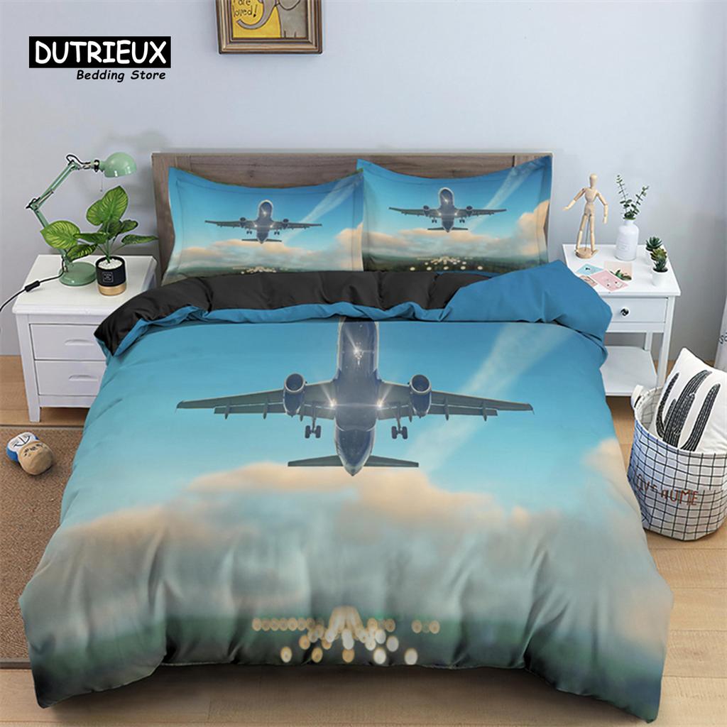 3D Airplane Printed Bedding Set Kids Adults 2/3pcs Duvet Cover With Pillowcase Comforter Bedding Quilt Cover Luxury Bedding Set