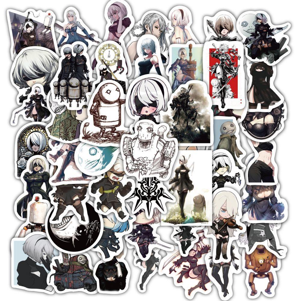 NieR:Automata Colorful Stickers, 60 Pieces (not Repeated), Waterproof and Sunscreen.