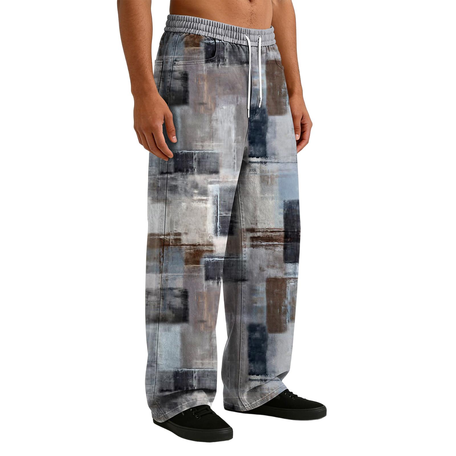 

Men s Casual Stretch Waist Drawstring Straight-Leg Pants XL